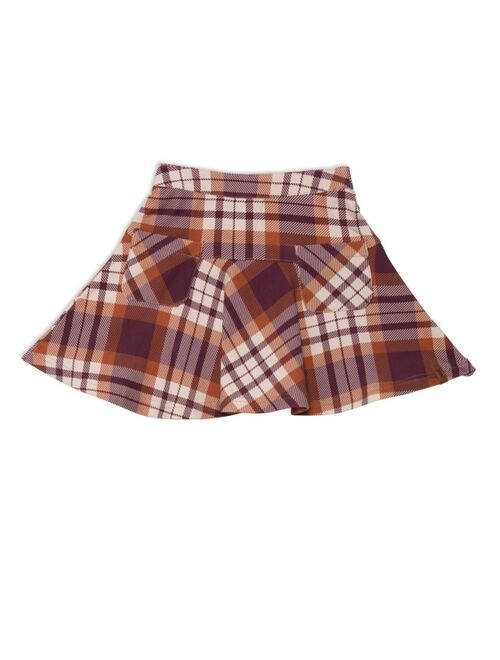 DEUX PAR DEUX Girl Plaid Skirt With Pocket Plum And Ocher - Toddler Child