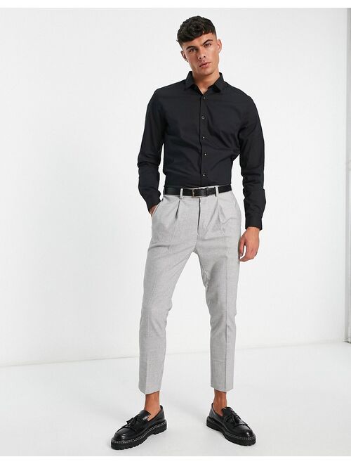 Topman smart shirt with stretch in black