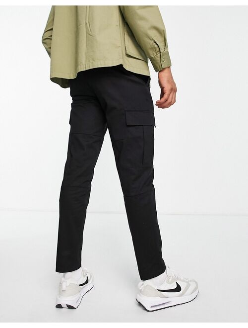 Topman tapered three pocket cargo pants in black