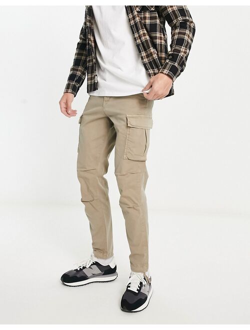 Jack & Jones Intelligence loose fit washed cargo pants in beige