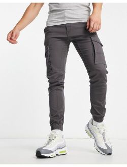 Intelligence cuffed cargo pants in gray