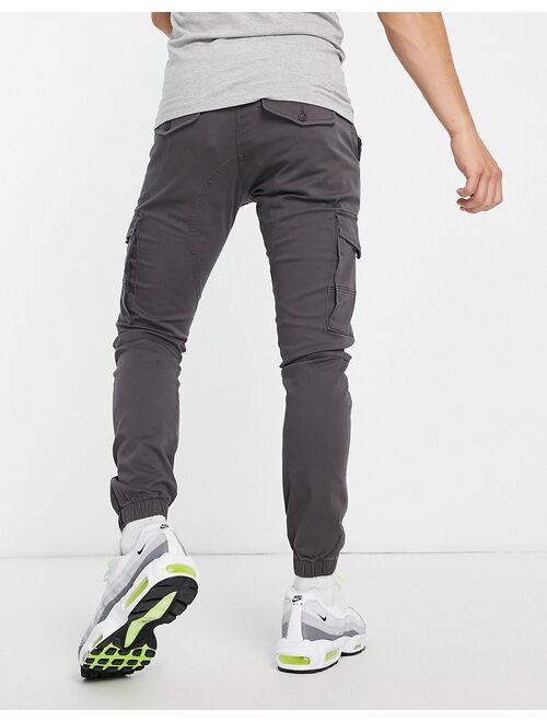 Jack & Jones Intelligence cuffed cargo pants in gray