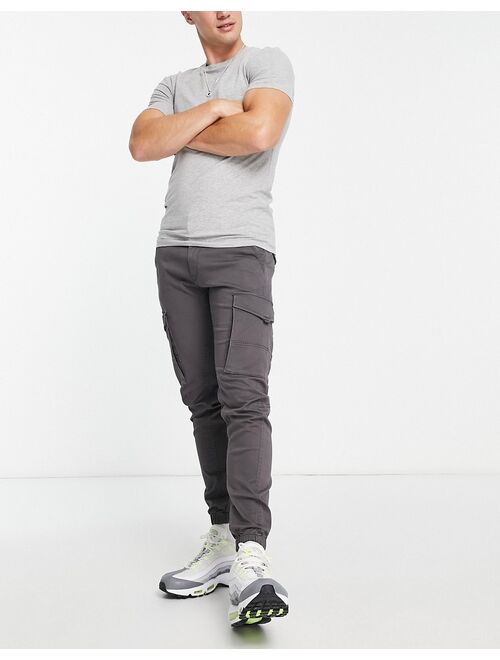 Jack & Jones Intelligence cuffed cargo pants in gray