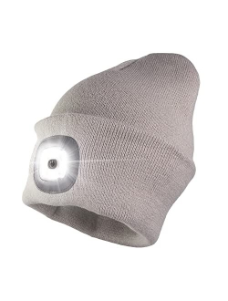 HEAD LIGHTZ Beanie with Light, Warm Knit Hat for Winter Safety, Unisex LED Hat Light Fits Most Men, Women and Kids, LED Beanie Hat Flashlight Stocking Cap Headlamp, Head 