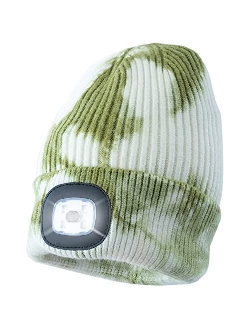 HEAD LIGHTZ Beanie with Light, Warm Knit Hat for Winter Safety, Unisex LED Hat Light Fits Most Men, Women and Kids, LED Beanie Hat Flashlight Stocking Cap Headlamp, Head 