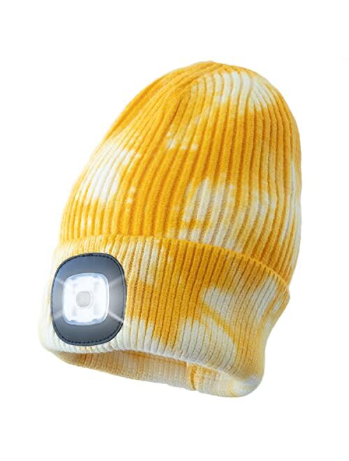 HEAD LIGHTZ Beanie with Light, Warm Knit Hat for Winter Safety, Unisex LED Hat Light Fits Most Men, Women and Kids, LED Beanie Hat Flashlight Stocking Cap Headlamp, Head 