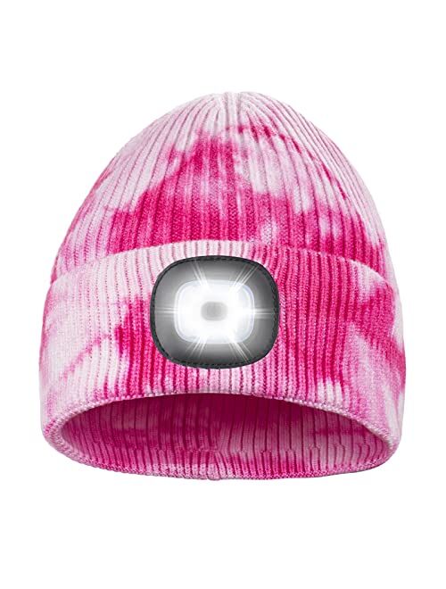 Jouryvue Unisex Beanie Hat with Light Gifts for Men Dad Father USB Rechargeable Caps with Headlamp Winter Knit Hat