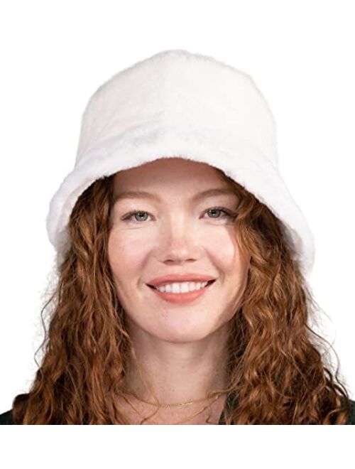 Brooks Brook + Bay Faux Fur Bucket Hat - Fuzzy Bucket Hats & Fur Hat - Winter Bucket Hat, Fluffy Bucket Hat, Furry Bucket Hat