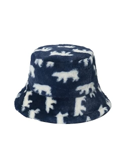 PURFANREE Women's Soft Faux Fur Bucket Hat Fluffy Winter Warmer Fisherman Cap