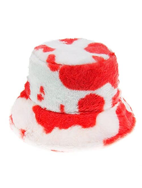 PURFANREE Women's Soft Faux Fur Bucket Hat Fluffy Winter Warmer Fisherman Cap