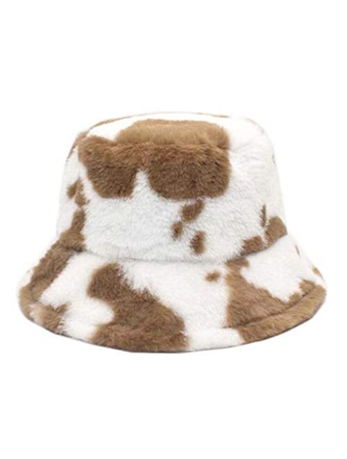 PURFANREE Women's Soft Faux Fur Bucket Hat Fluffy Winter Warmer Fisherman Cap