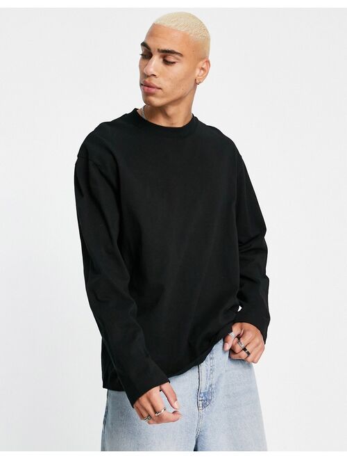 Topman oversized long sleeve t-shirt in black