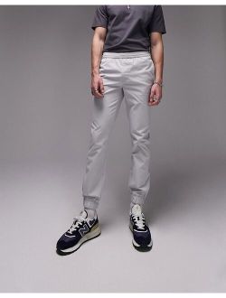 skinny pants with elastic waist in gray