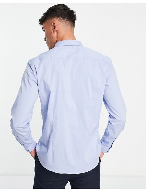 Topman smart shirt with stretch in blue