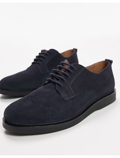 Topman hudson cillian suede derby shoes in navy