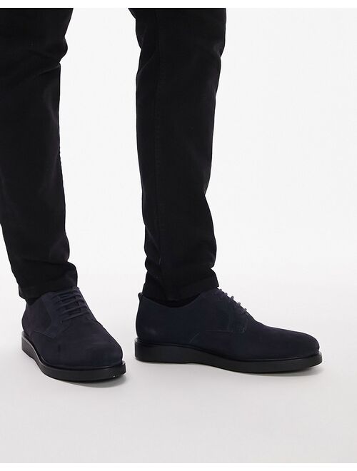 Topman hudson cillian suede derby shoes in navy