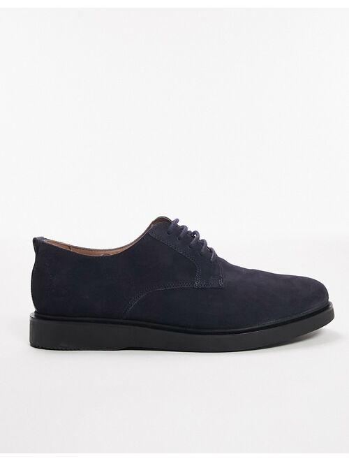 Topman hudson cillian suede derby shoes in navy