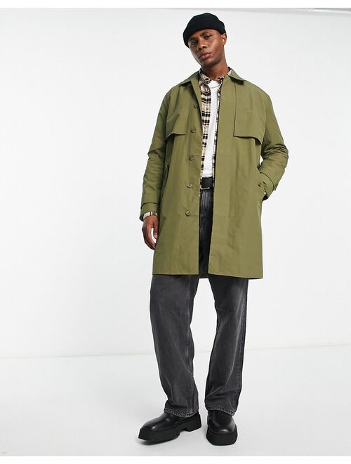 Topman trench coat in khaki