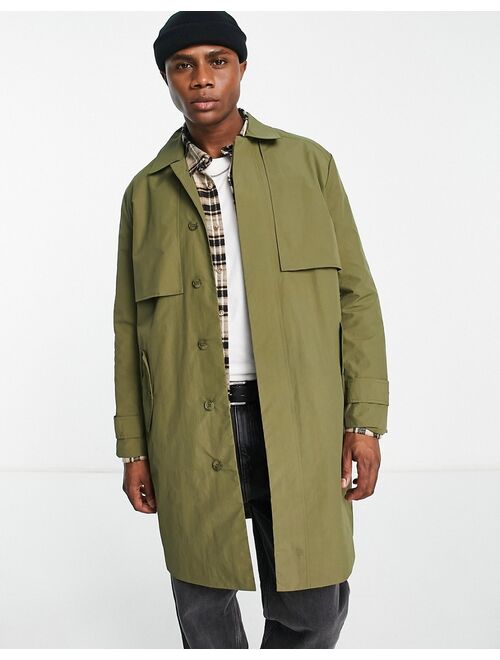 Topman trench coat in khaki