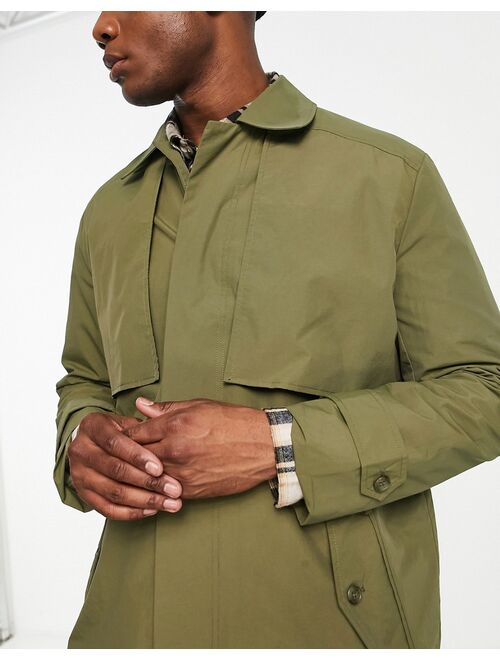 Topman trench coat in khaki