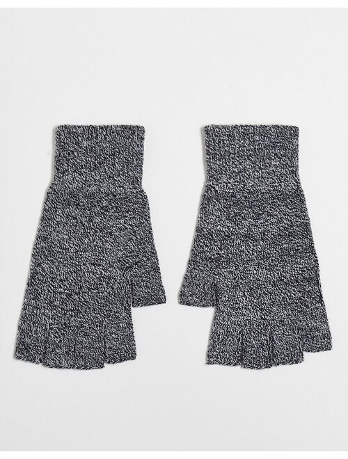 ASOS DESIGN polyester fingerless gloves in heather gray