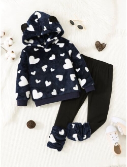 Toddler Girls Heart Print Hoodie Leggings