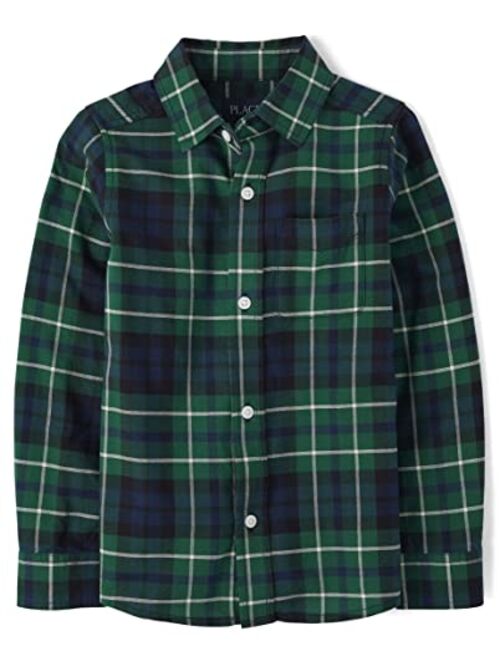 The Children's Place Boys' Long Sleeve Flannel Button Down Shirt