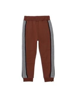 Boy Fleece Sweatpants With Quilting Brown, Grey And Black - Toddler Child