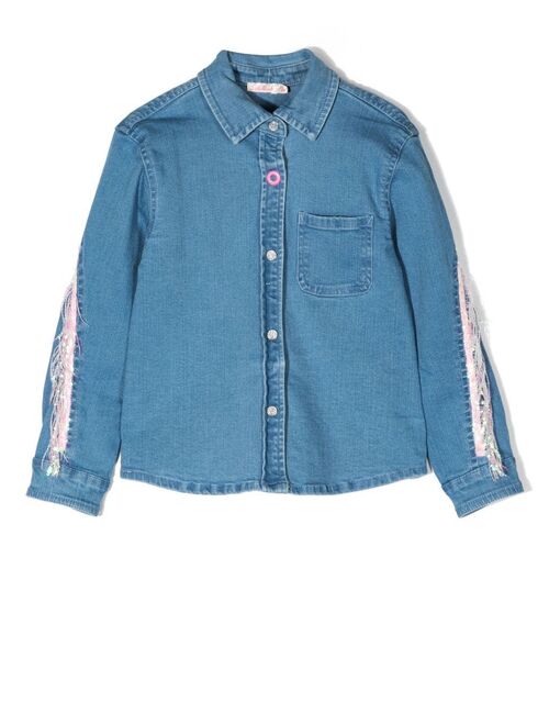 Billieblush sequin-fringe denim shirt