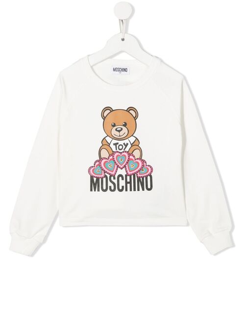 Moschino Kids Teddy Bear-print cotton sweatshirt