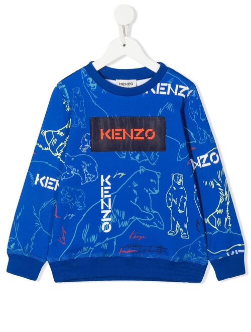 Kenzo animal-print logo-patch sweatshirt