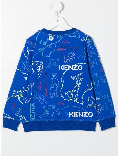 Kenzo animal-print logo-patch sweatshirt