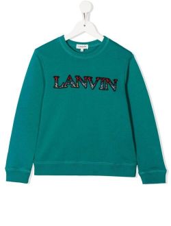Lanvin Enfant embroidered-logo organic cotton sweatshirt