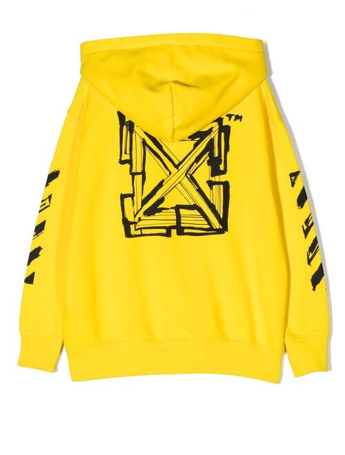 Off-White Kids logo-print pullover hoodie