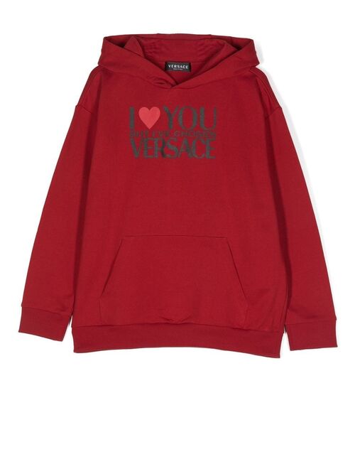 Versace Kids cotton slogan-print hoodie