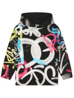 Kids graffiti-print cotton hoodie