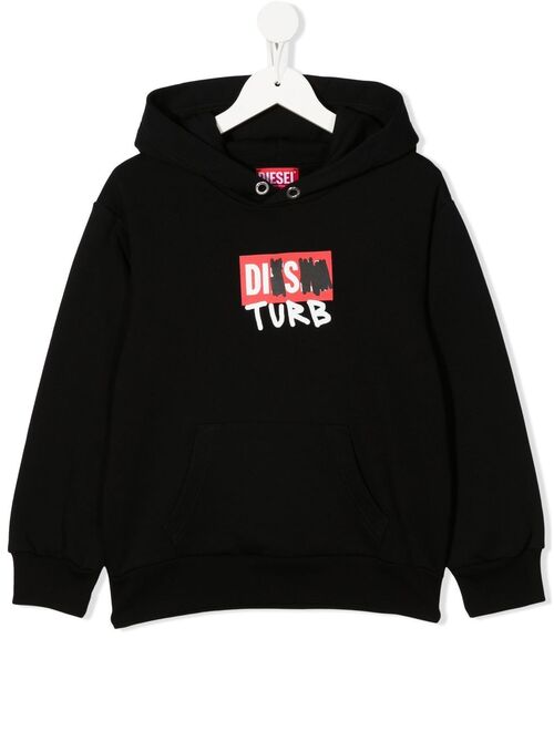 Diesel Kids logo-print cotton hoodie