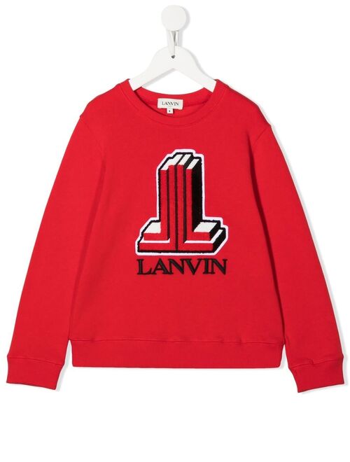 Lanvin Enfant embroidered-logo organic cotton sweatshirt