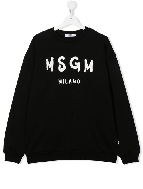 MSGM Kids TEEN logo-print crew neck sweatshirt