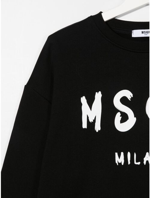 MSGM Kids TEEN logo-print crew neck sweatshirt