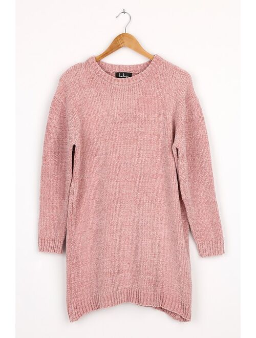 Lulus Sunday Afternoon Dusty Pink Chenille Knit Sweater Dress