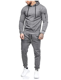 Men's Tracksuit 2 Piece Hooded Athletic Sweatsuits Casual Running Jogging Sport Suit Sets
