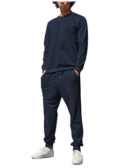 Men's Tracksuit 2 Piece Long Sleeve Pullover Jogging Track Suit Athletic Casual Sweatsuit