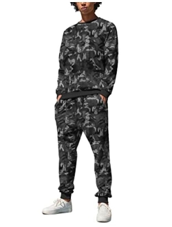 Men's Tracksuit 2 Piece Long Sleeve Pullover Jogging Track Suit Athletic Casual Sweatsuit