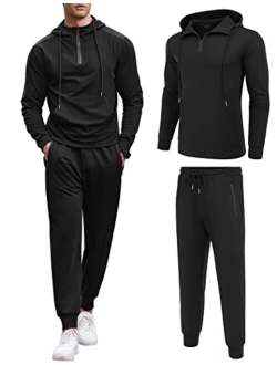 Men's Tracksuit 2 Piece Sweatsuits Quarter Zip Hoodie and Sweatpants Set Casual Sports Jogging Suits