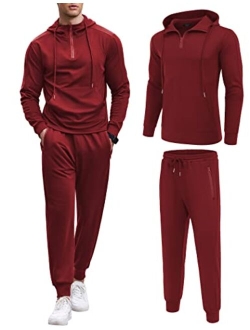 Men's Tracksuit 2 Piece Sweatsuits Quarter Zip Hoodie and Sweatpants Set Casual Sports Jogging Suits