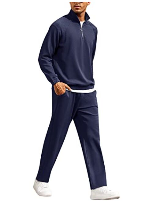 COOFANDY Men's Tracksuit 2 Piece Relaxed Fit Half-zip Sweatsuits Athletic Running Jogging Suit Sets