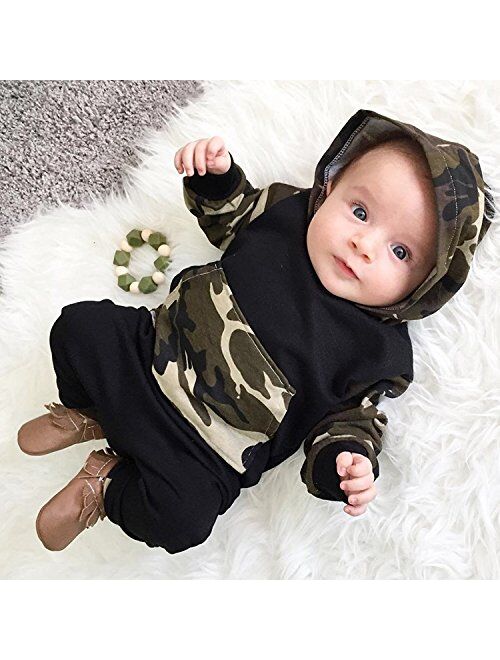 Ma&Baby Infant Baby Boys Camouflage Hoodie Tops +Long Pants Outfits Set Clothes 0-3Y