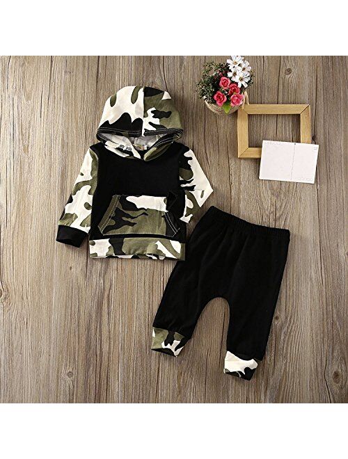 Ma&Baby Infant Baby Boys Camouflage Hoodie Tops +Long Pants Outfits Set Clothes 0-3Y