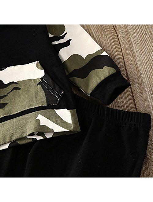 Ma&Baby Infant Baby Boys Camouflage Hoodie Tops +Long Pants Outfits Set Clothes 0-3Y